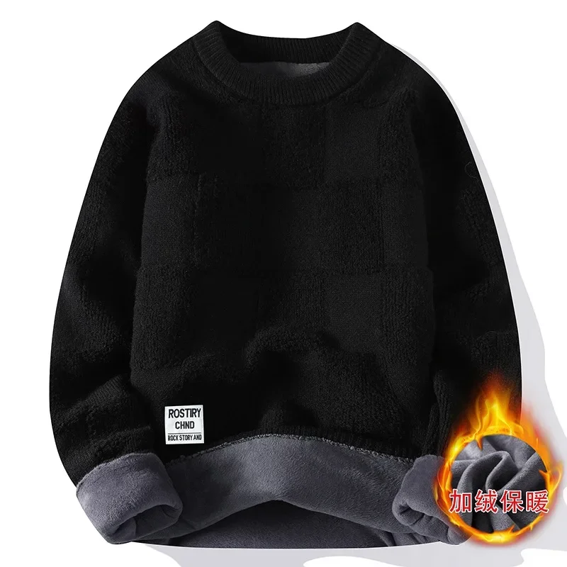 New Fashion Men Streetwear Knitted Pullovers Man O-neck Loose Casual Sweaters High Quality Male Fleece Warm Winter Clothing 4XL