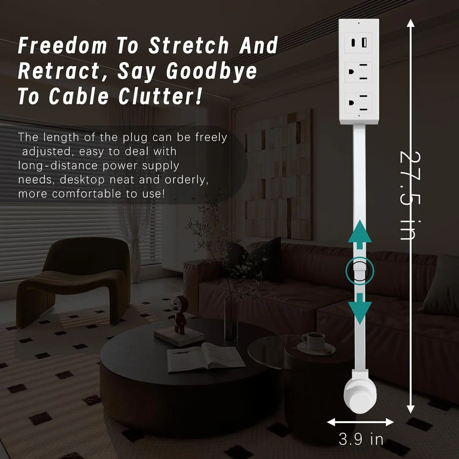 American and European power socket expander equipped with USB-A, USB-C interface AC socket can be extended