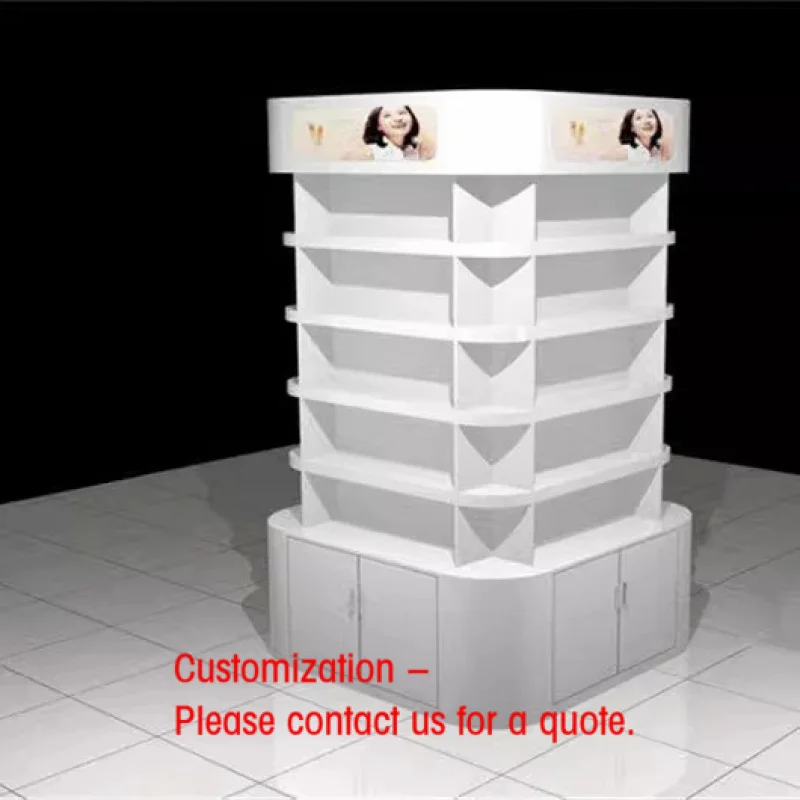 

custom.Multi-Tiered Heavy Duty Cosmetic Display Stand with LED Lighting Glass Back Customizable Size Retail Sto