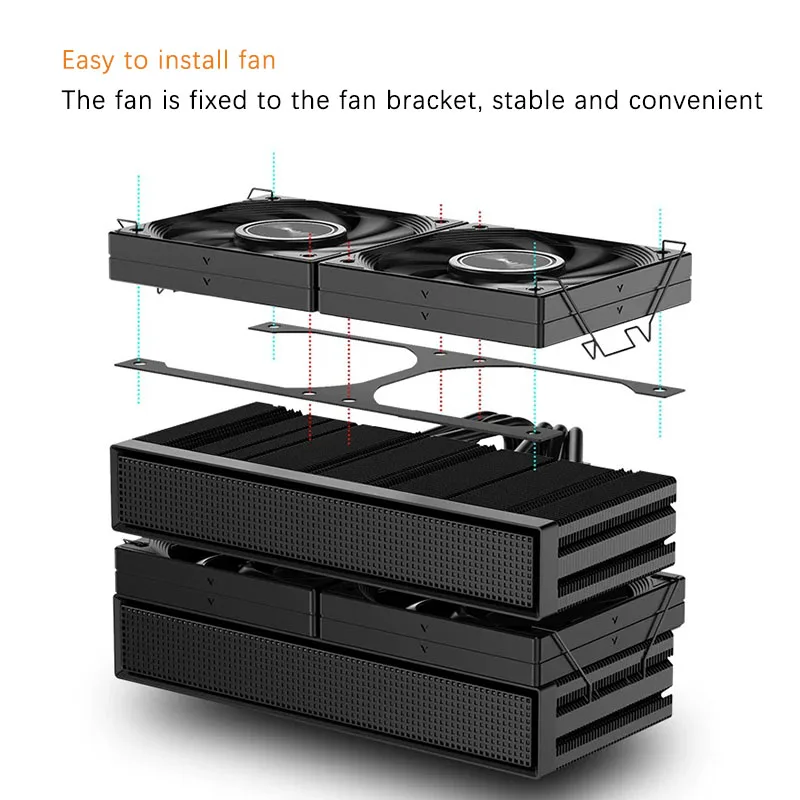 CPU 라디에이터 JF15K 듀얼 타워 10CM4 팬은 메모리 6 히트 파이프를 차단하지 않습니다. PWM 공기 냉각 열 방출