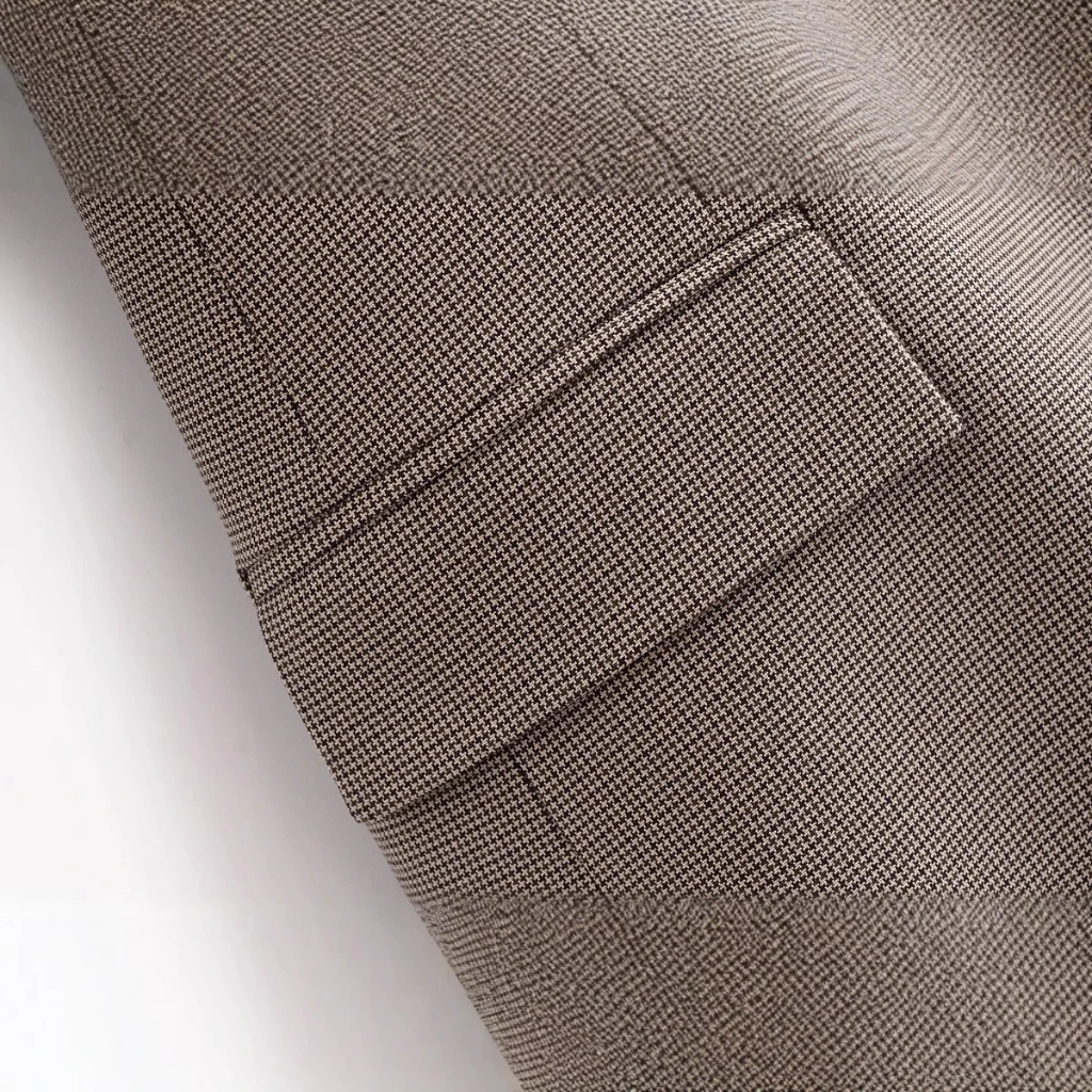 

Зимний костюм с лацканами «гусиные лапки», куртка с высокой талией, повседневный комплект брюк для женщин, оптовая продажа в европейском и американском стиле