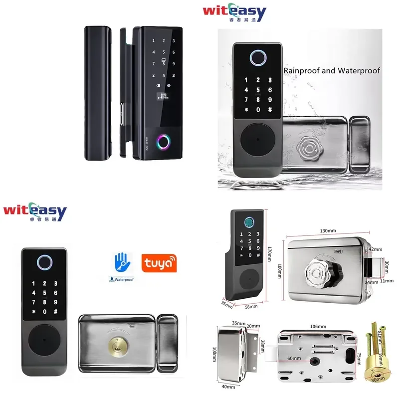 Enrique Biometric Fingerprint NFC Password Smart TTLockDigital Glass Door App Unlock Key Card Wifi/Ble Memory Card