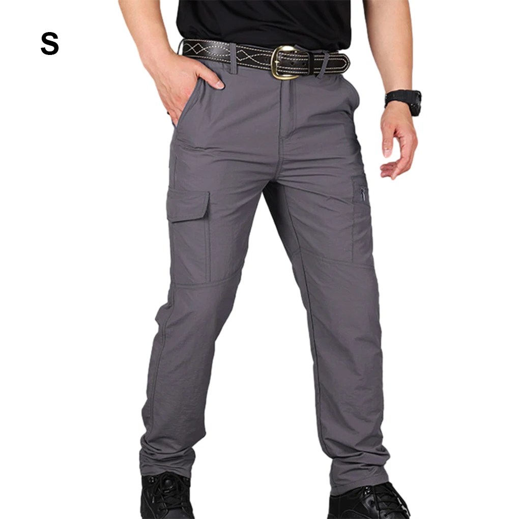 متعددة جيب الرجال البضائع السراويل التجفيف السريع مقاومة للاهتراء حجم كبير تنفس وزرة المشي لمسافات طويلة تسلق الجبال التخييم رمادي #2