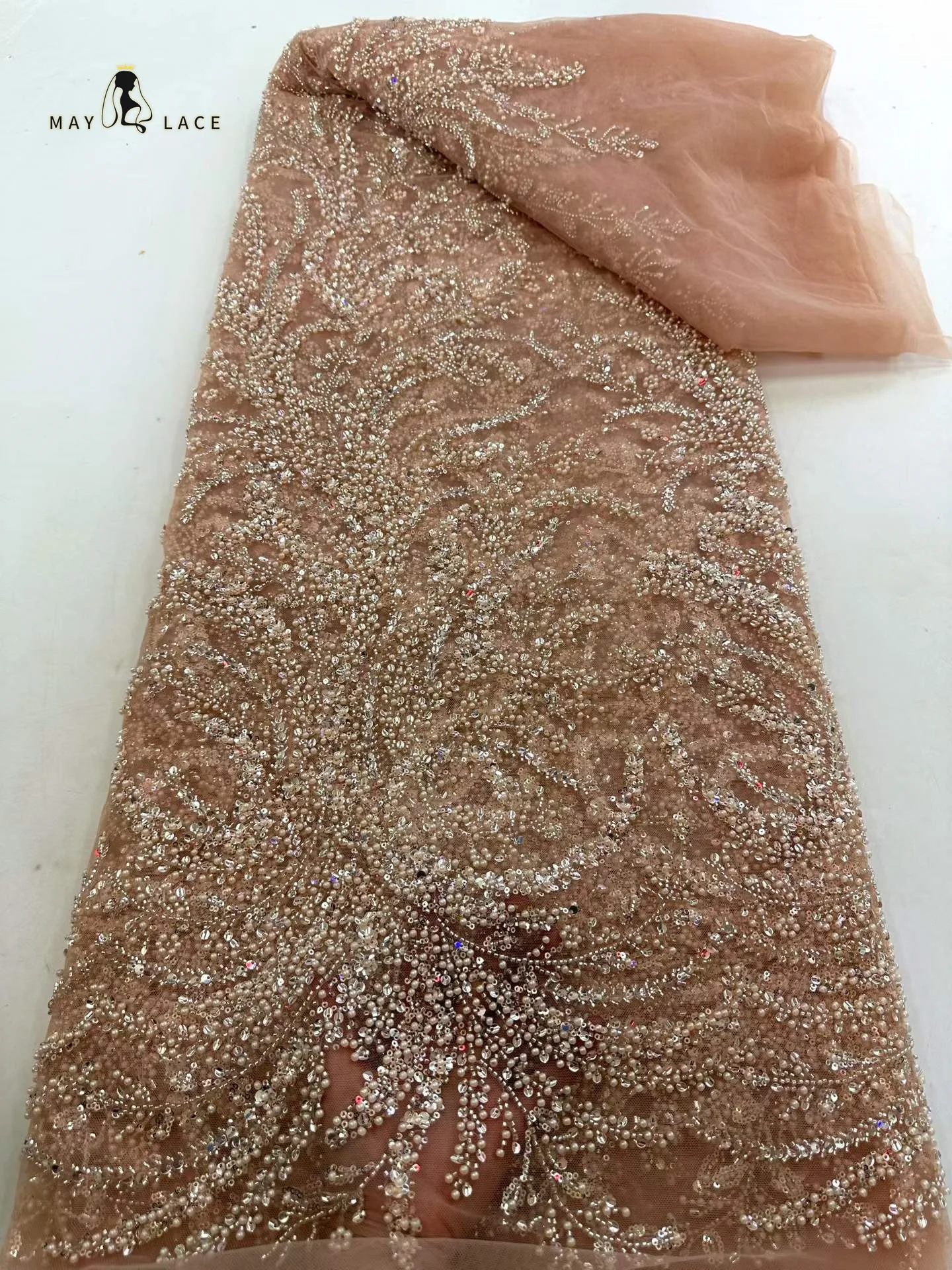 

Высококачественная французская кружевная ткань с пайетками и бисером для свадебных и вечерних платьев, 5 ярдов, коллекция 2026 Africa Groom