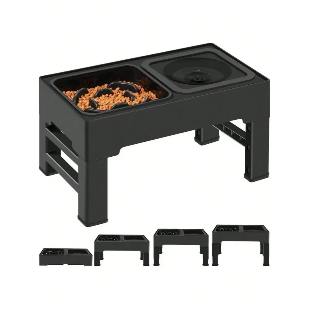 

Dog Bowl Dog SuppliesElevated Slow Feeder Dog Bowls, 4 Height Adjustable Raised Dog Bowls Stand With No Spill Water Bowl, NonSki