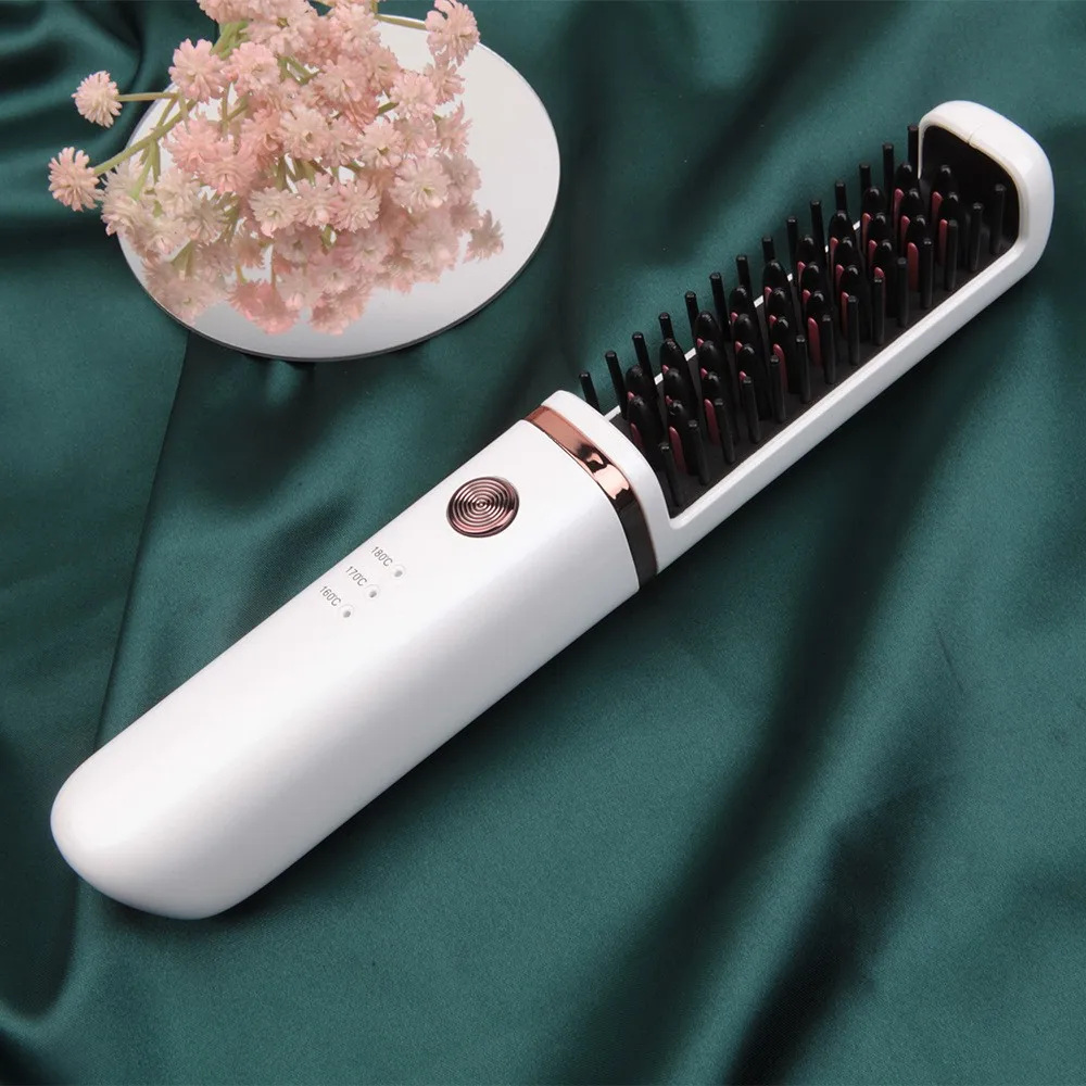 Mini hair comb with three levels of temperature regulation and charging, wireless straight hair comb, dry and wet dual-purpose h