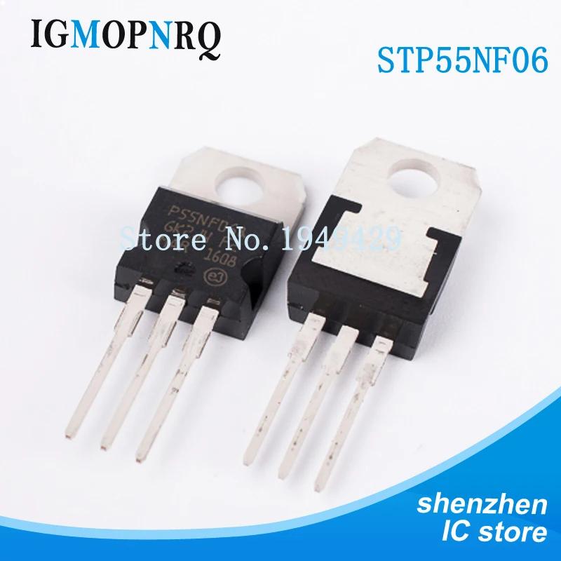 10 Stück STP55NF06 TO-220 P55NF06 MOSFET N-Ch 60 Volt 55 Amp Neu schnelle Lieferung