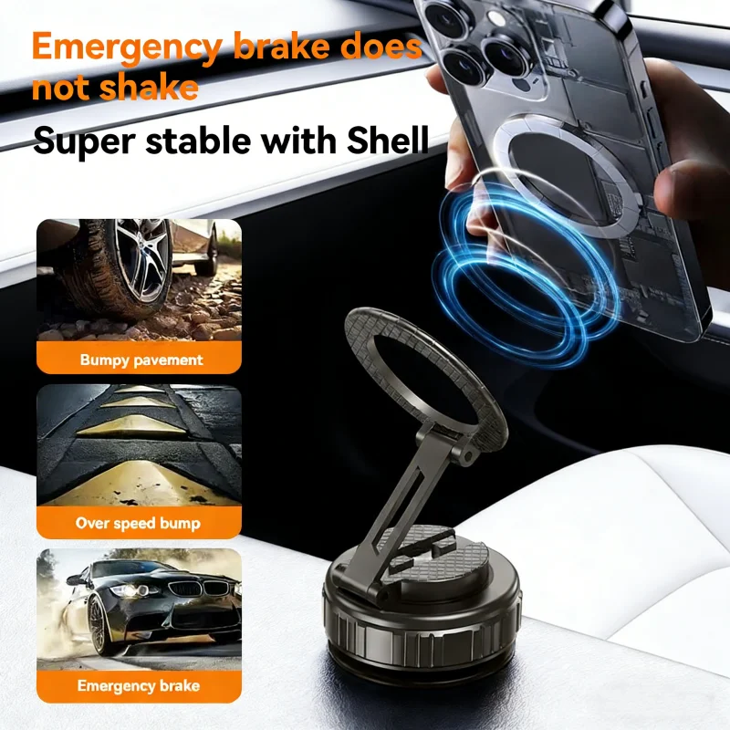 

Новый мощный магнитный держатель для телефона 2025 года, складная конструкция, 360 градусов ° Регулируемый вакуумный автомобильный держатель для телефона на магнитной основе для стола в машине