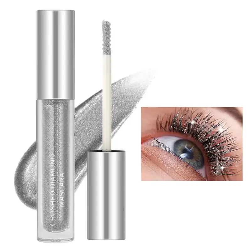 Sliver Gold Diamond Glitter Mascara, langlebig, schnell trocknend, Curling-Verlängerung, Wimpern, Mascara, Pailletten, Glitzer-Mascara, schimmernde Mascara