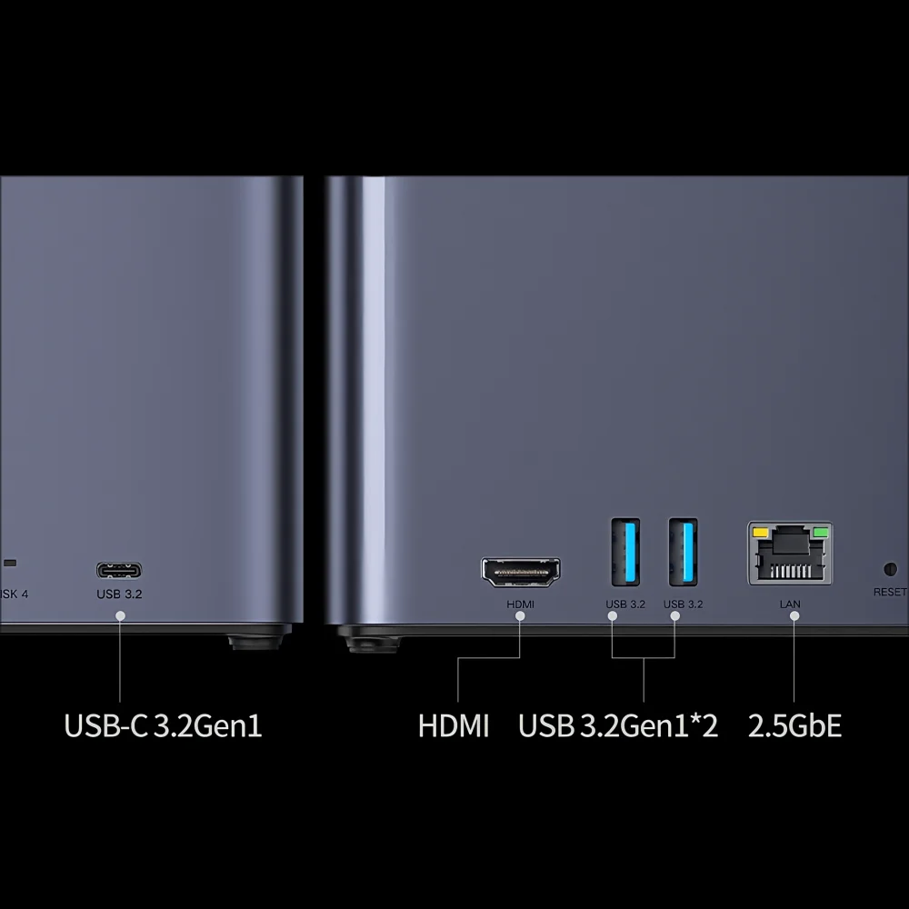 UGREEN DH4300 Plus Mini Home NAS AI Rockchip Octa Core A55-A76 8GB LPDDR4X 4 Bay SATA HDD SSD NFC RJ45 2.5GbE Networking Storage