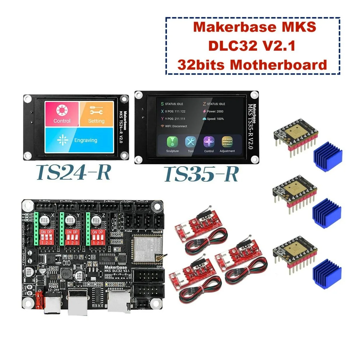 Makerbase MKS DLC32 V2.1 32bits Motherboard Offline Controller WIFI TFT Touch Screen TS24/TS35-R For Laser Engraving Machine