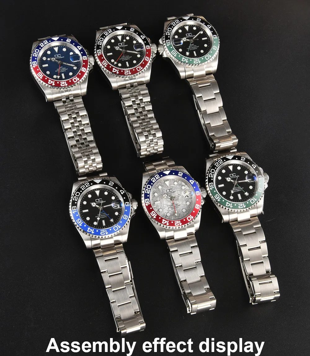 GMT-Uhrengehäuse 40MM Bidirektionale Drehung Saphirglas Passend für NH-34-Uhrwerk Passend für 28,5-29mm Zifferblatt Teile 5Bar Schiebeverschluss – Detail 9