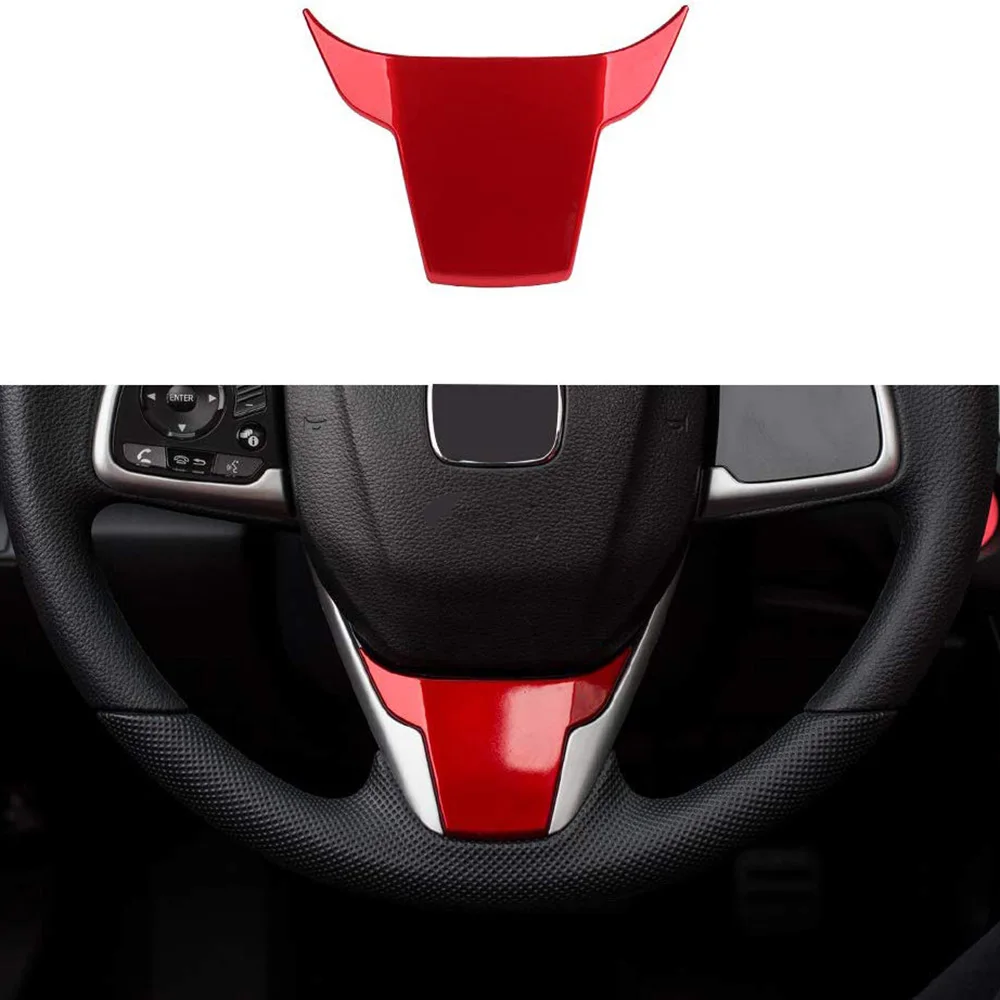 A10E-غطاء عجلة قيادة السيارة لوحة الكسوة الداخلية لـ 10Th Gen Honda Civic 2020 2019 2018 2017 2016 - أحمر