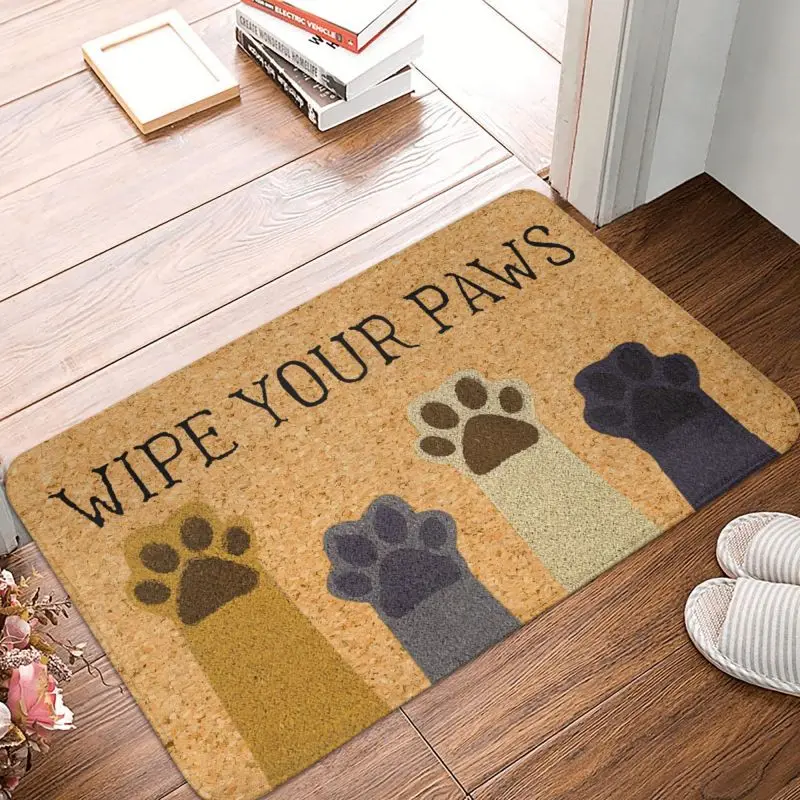 Custom Funny Cat Paw Wipe Your Paws Doormat Non-Slip Entrance Kitchen Bath Door Floor Mats Cute Animal Toilet Rug Carpet Footpad