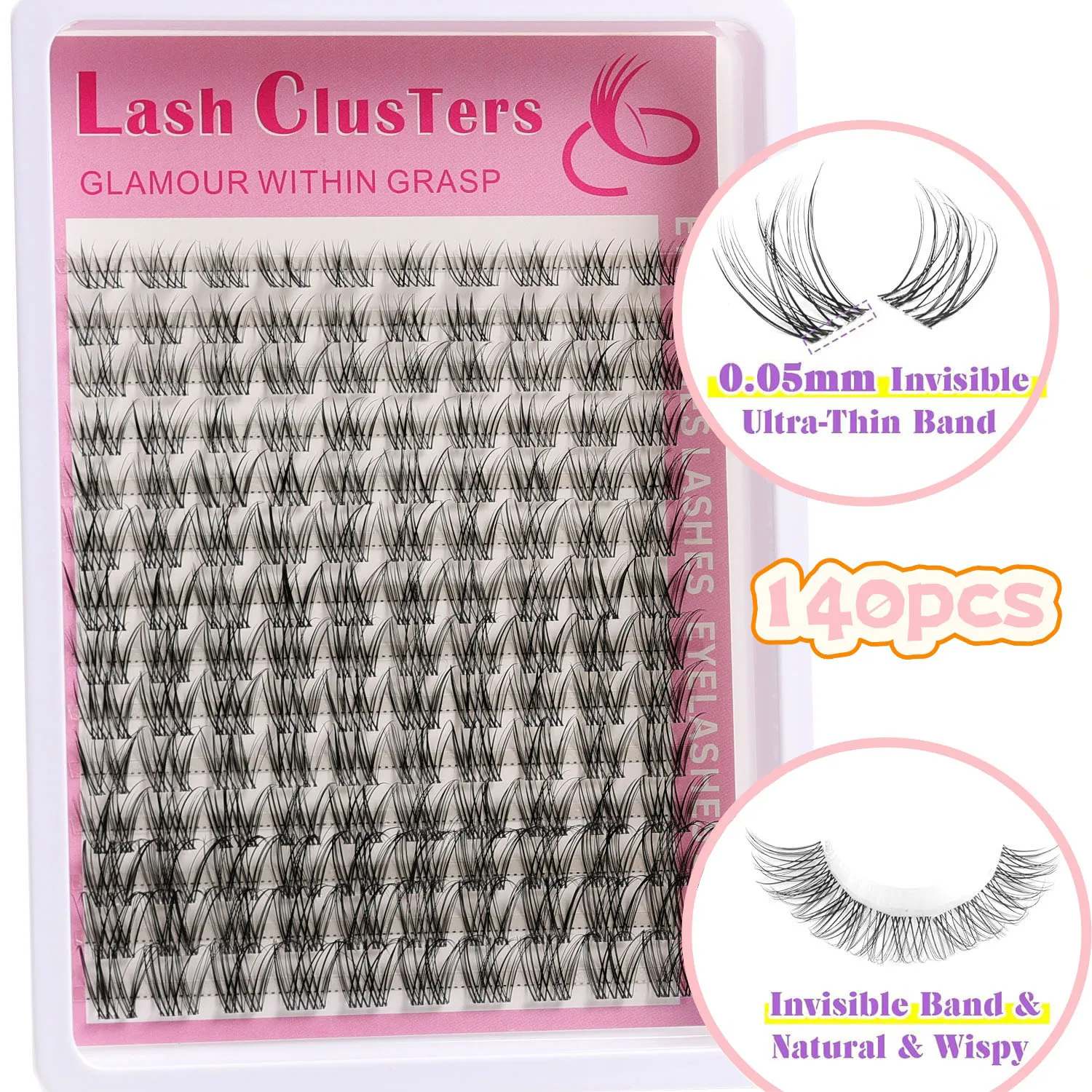 Kurze, gruppierte künstliche Wimpern mit C-förmigen Locken von 8-16 mm, zarter und natürlicher Stil, weich und bequem, DIY-Cluster-Wimpern