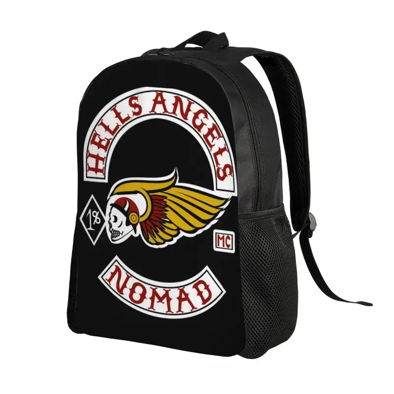 Personalized Hells Angels Logo Backpack Women Men Casual Bookbag for School College Motorcycle Club Bags