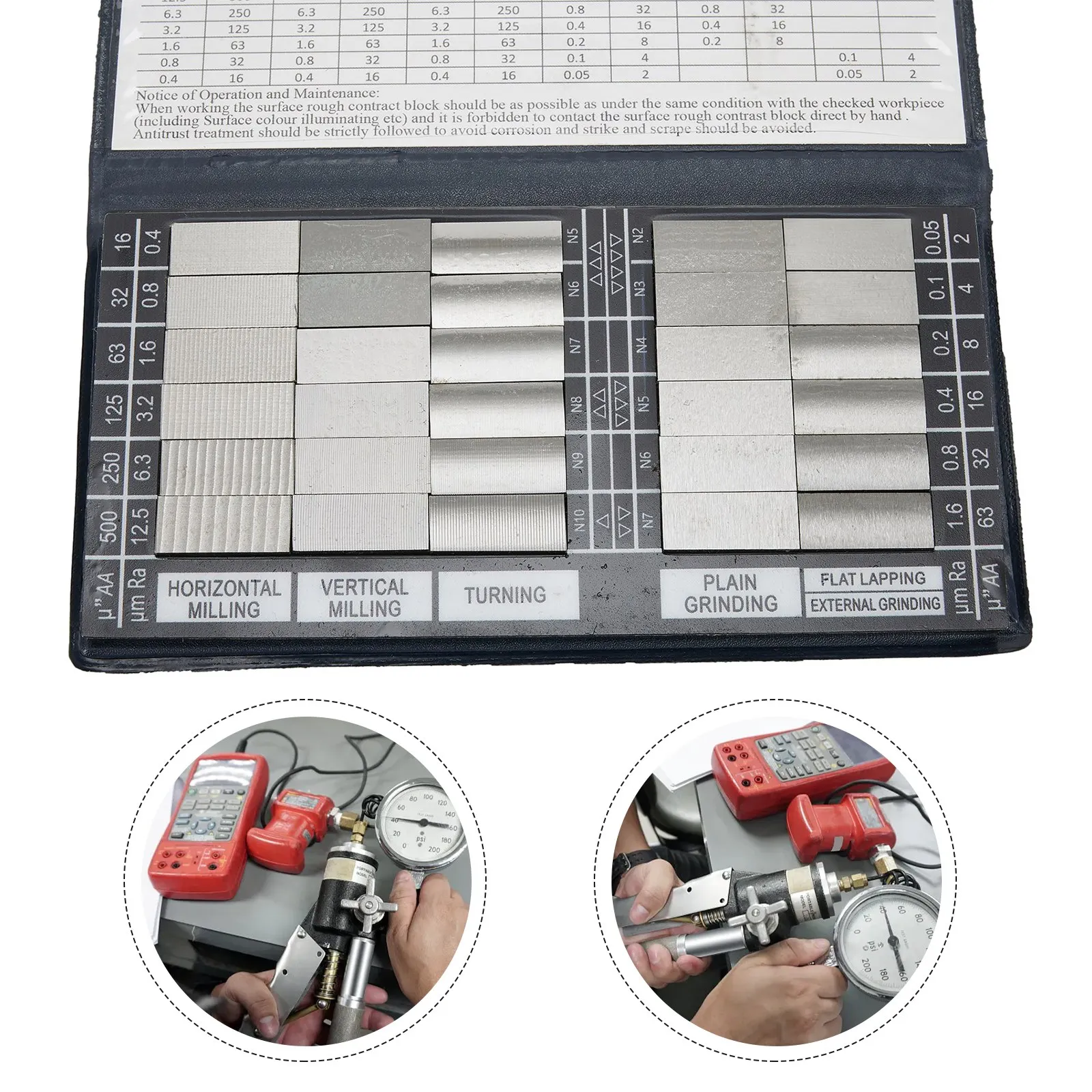 Roughness Sample Block 30pcs Comparison Sample Block For Compare Test For Mechanical Workpieces RUG-100 3 Flat Grinding 6x3x3 8