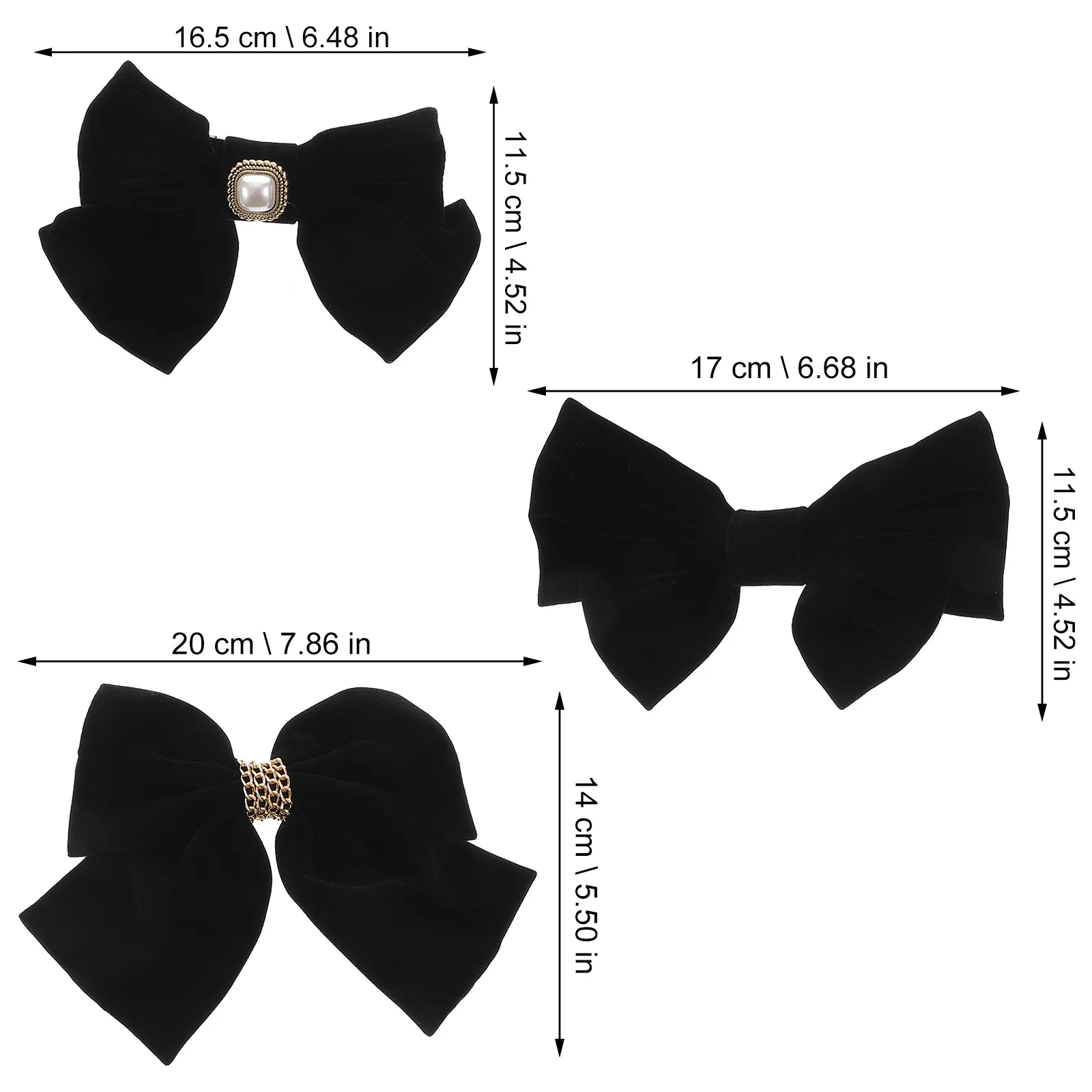 

3pcs Bow Clips Elegant Velour Hairpins For Women Ponytail Holders Fine Thick Hair Barrettes Girls Kids Spring Hair Accessories