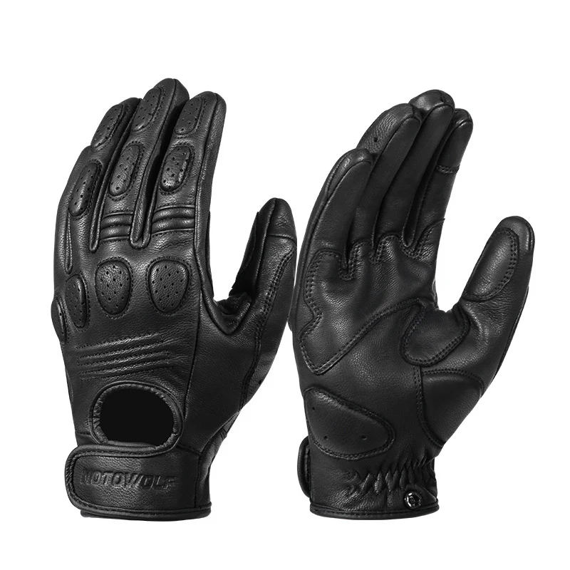 

Motorcycle Breathable Leather Gloves Comfortable Breathable Full Finger Gloves Cross Country Race Outdoor Gloves Retro Gloves