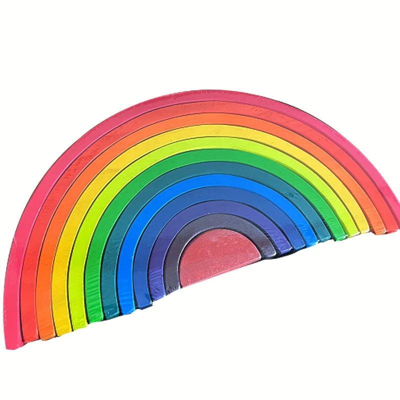 12 kolorowych łukowych klocków tęczy
