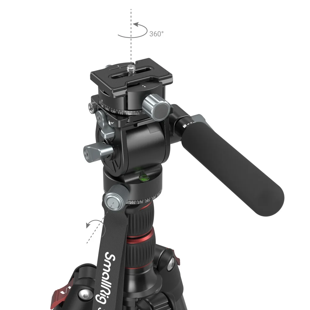 SmallRig Lightweight Fluid Video Head  360 Swivel with a Removable Telescopic Handle Adjustable Lightweight Portable 3457