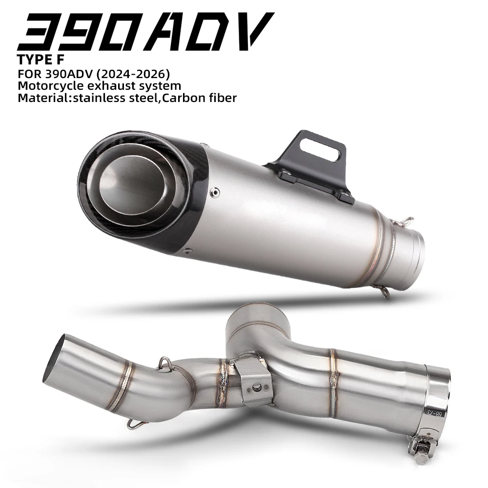 Motorcycle Exhaust Escape Motorcycle Mid Link Pipe 51mm Muffler For 390 ADV 2024 - 2026
