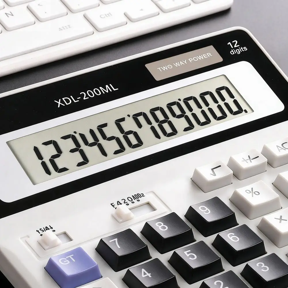 12 Digits Calculator LCD Display Dual Power Electronic Calculator High Sensitivity Button Financial Accounting Calculator