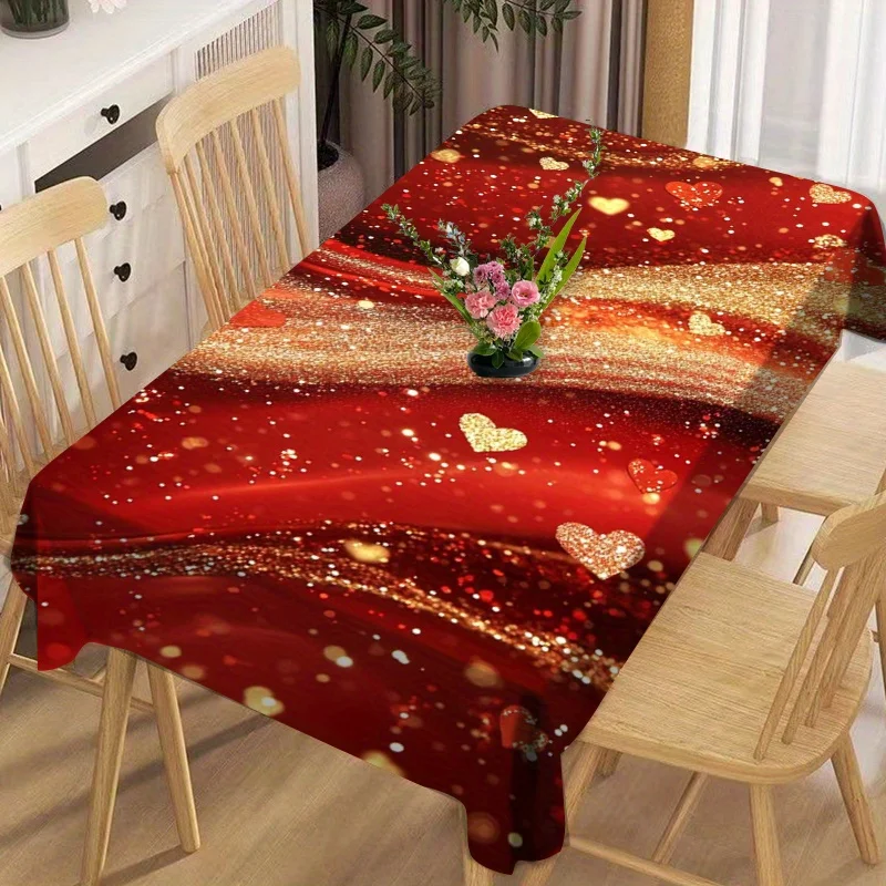 Vibrant Red Glitter Tablecloth Waterproof Spillproof Dining Table Cover for Party Decoration Home Decor