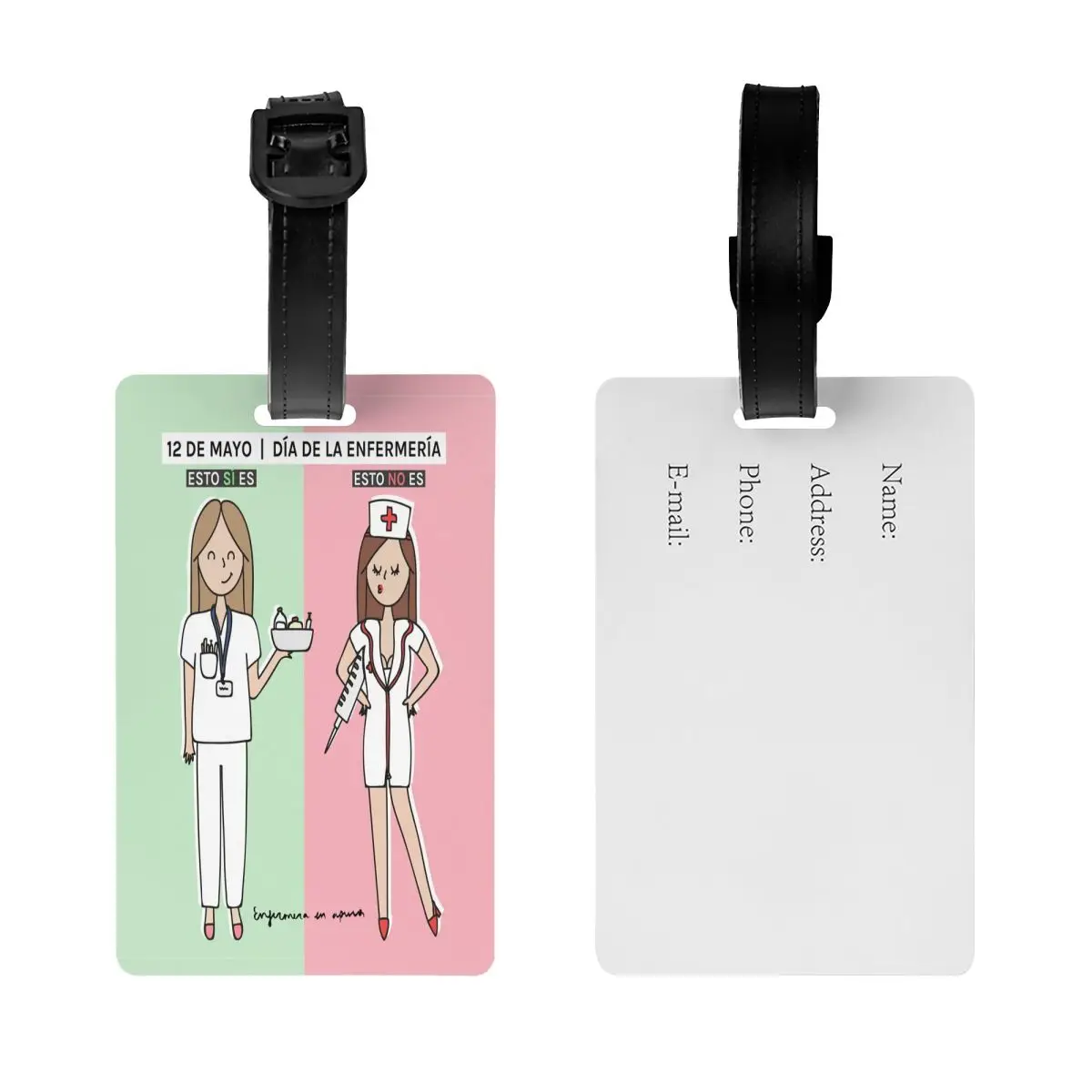 Custom Enfermera En Apuros Cartoon Doctor Nurse Luggage Tags for Suitcases Fashion Baggage Tags Privacy Cover Name ID Card