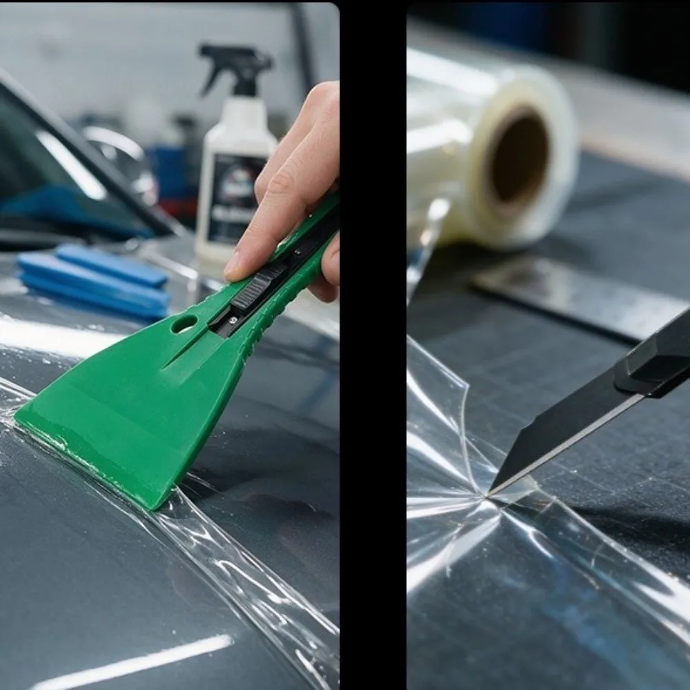 Multi-Function Stain Scraper Blade Extension ABS Plastic Vinyl Wrap Squeegee Stubborn Stain Removal Adjustable Tint Install Tool