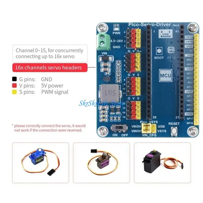 

E65E для заголовка PICO модуль сервопривода поддерживает плату серии RPI PICO
