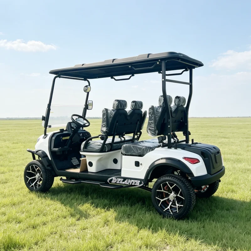 Sightseeing Cart 4 6 Seater Electric Vehicle 72V Lithium Battery AC Motor Off Road Tyres Shock Absorber Canopy Golf Course