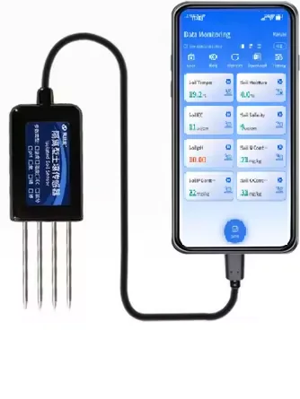 RS485 4-20mA درجة حرارة التربة الرطوبة الرطوبة الموصلية EC PH NPK الاستشعار مع نطاق 0-5 فولت 0-2 فولت 0-10VDC
