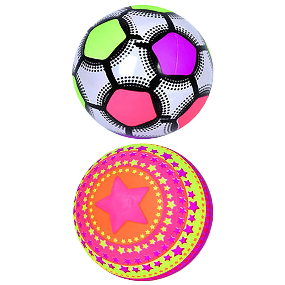 

2 Pcs Kids Soccer Ball Plastic Glowing Small Training Swing The Sports Football Exercising Toy Child