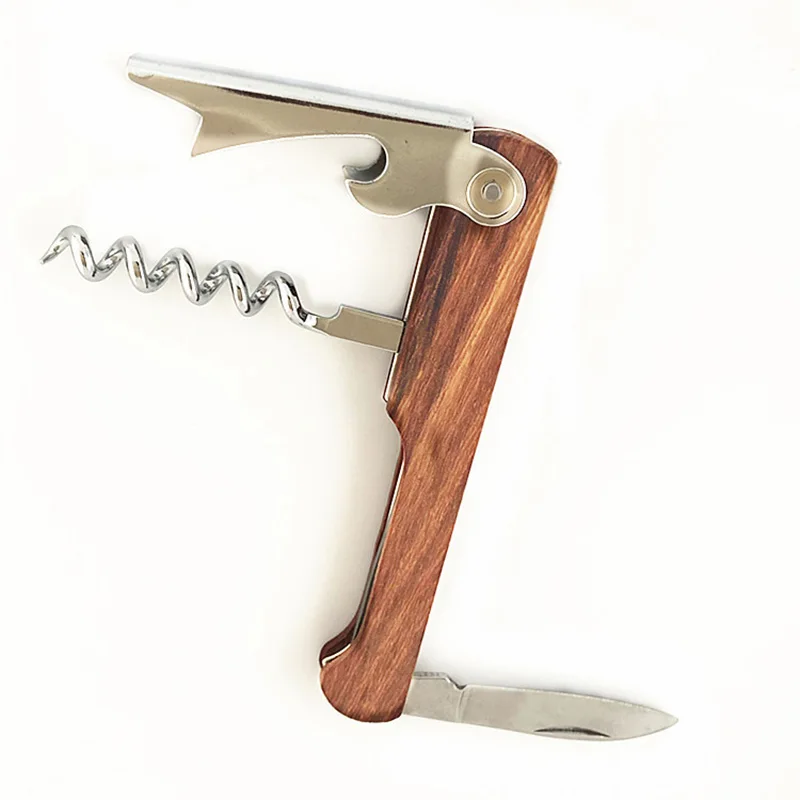 Wood Handle Professional Red Wine Opener Screw Corkscrew Bottle Opener Stainless Steel Corkscrew for Waiters Sommelier Bartender