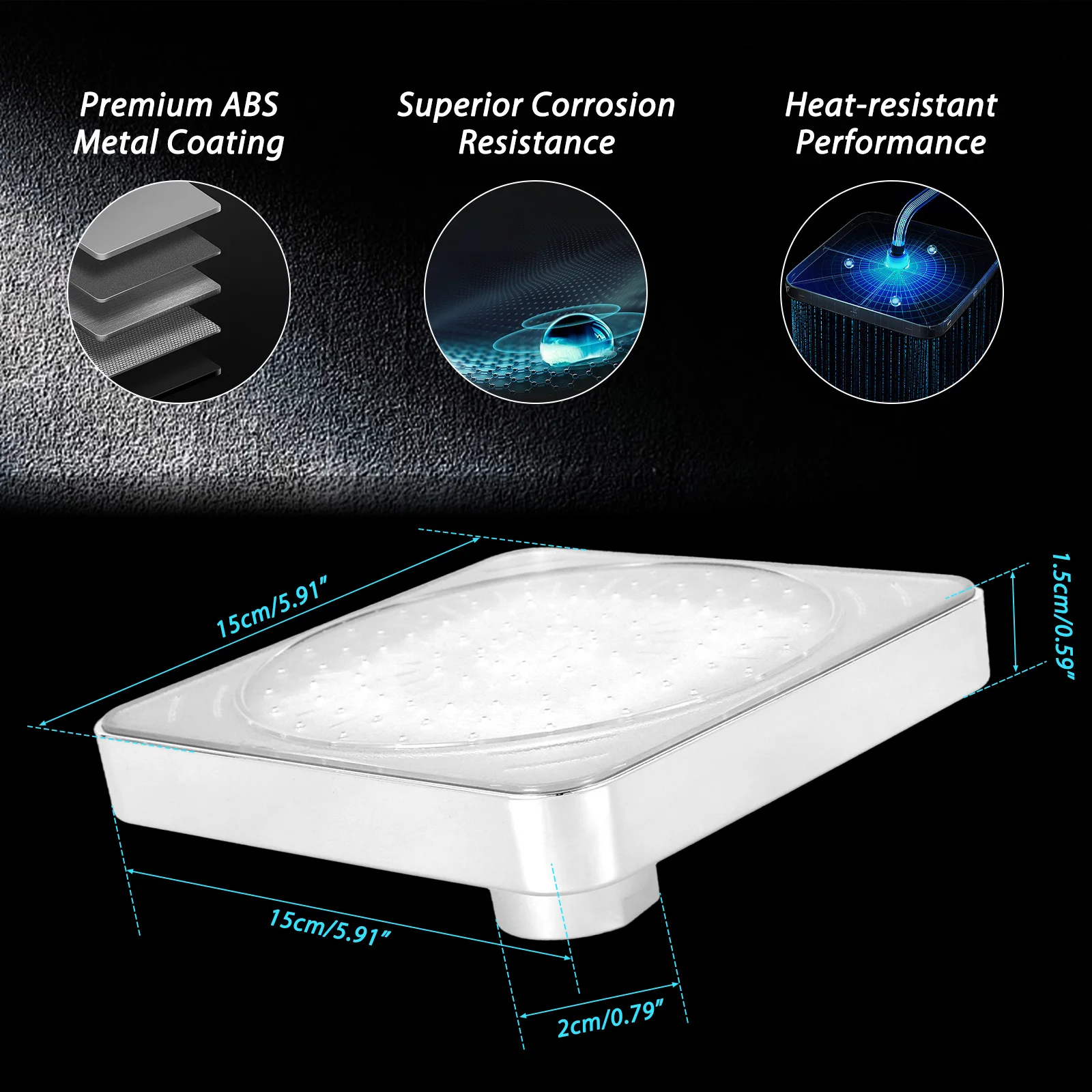 LED Shower Head 7 Color Light Automatically Changing LED Showerhead 6 inches LED Rainfall Shower Head Romantic LED Light Shower