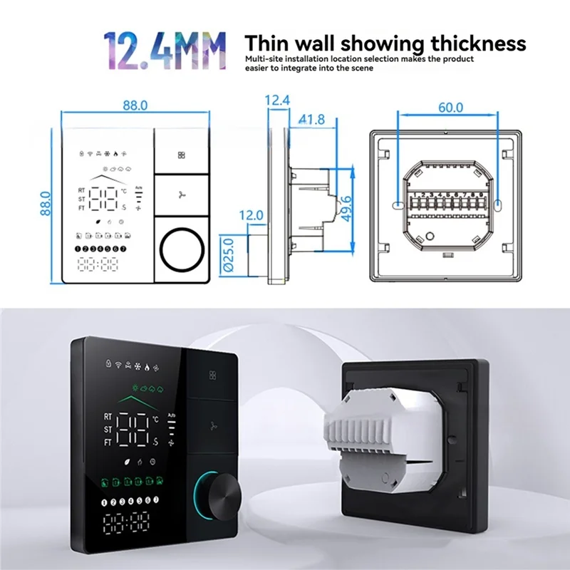 AA01-Tuya Smart Thermostats For Air Conditioner With WIFI Remote Control Smart Knob Thermostat LED Temperature Control Switch A