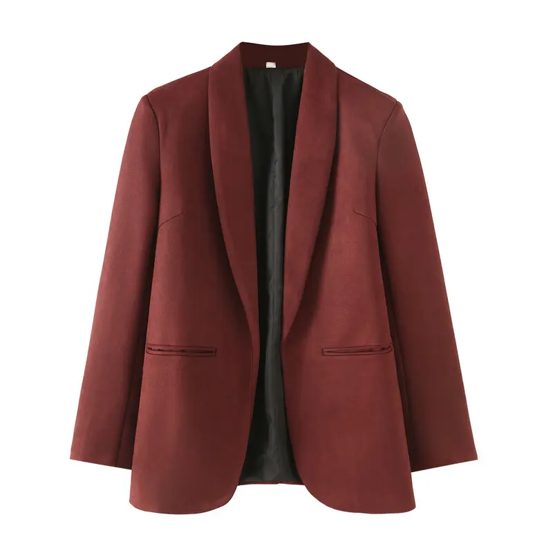

2024 Autumn Winter Loose Versatile Commute Long Sve Slimming Deer Skin Velvet Suit Jaet Women's Faion Outerwear