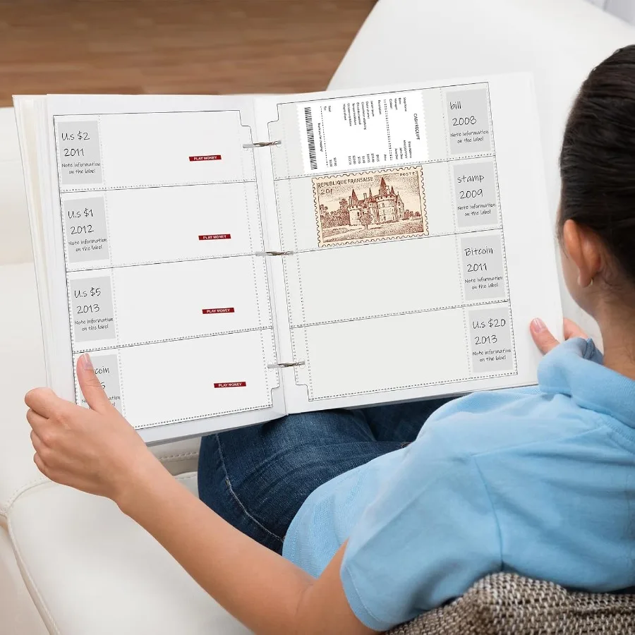 24 pçs 4 bolso currey mangas para 3 anel fichário claro currey álbum bill mangas holde coleção pasta folha de plástico protector