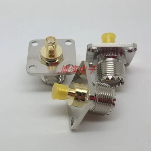 

1pcs SMA female jack to UHF PL259 female 4-hole flange 25*25 coaxial RF adapter connectors