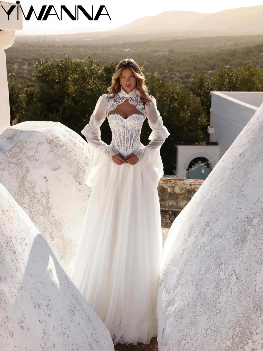 

Detachable Sleeve Lace Long Wedding Dress White A-line Sweetheart Neck Bridal Gown 2026 Customized Elegant Dresses For Bride