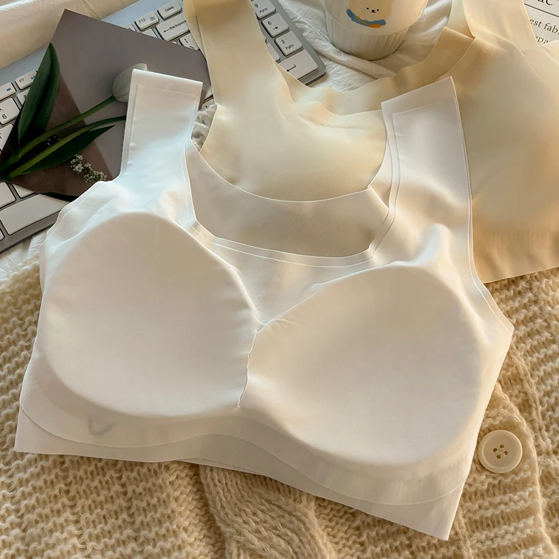 3 قطعة ملابس داخليّة حريمي الحرير الجليد مريحة الجلد ودية اليوغا سترة رياضية الصدرية موضة النوم الصدرية لا الصلب هوب إغلاق المناسب لينة