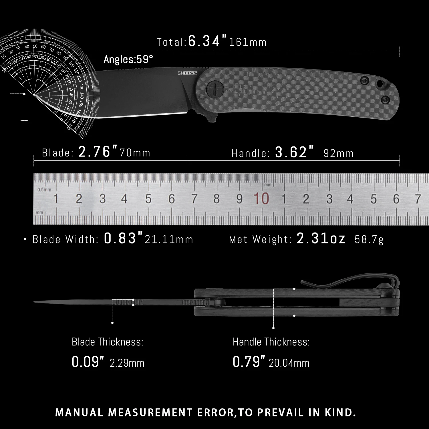 SHOOZIZ HAN309 Pocket Knife D2 Steel G10 Handle Outdoor Camping Folding Knife Lightweight EDC Folding Knife