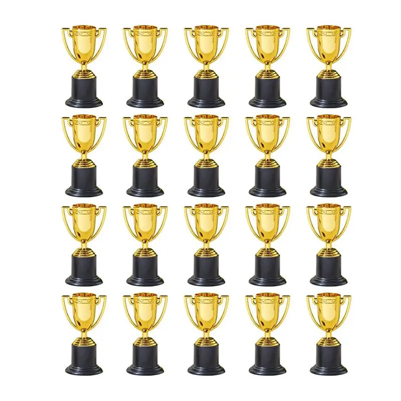 

40PCS Mini Plastic Gold Cups Trophies For Party Children Early Learning Prizes Children's Holiday Trophy Reward