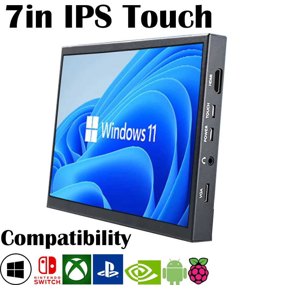 

7 Inch IPS Touch Screen USB HD Connect LCD for Raspberry Pi Orange Pi Windows PC Display with Cortical Case Portable Monitor