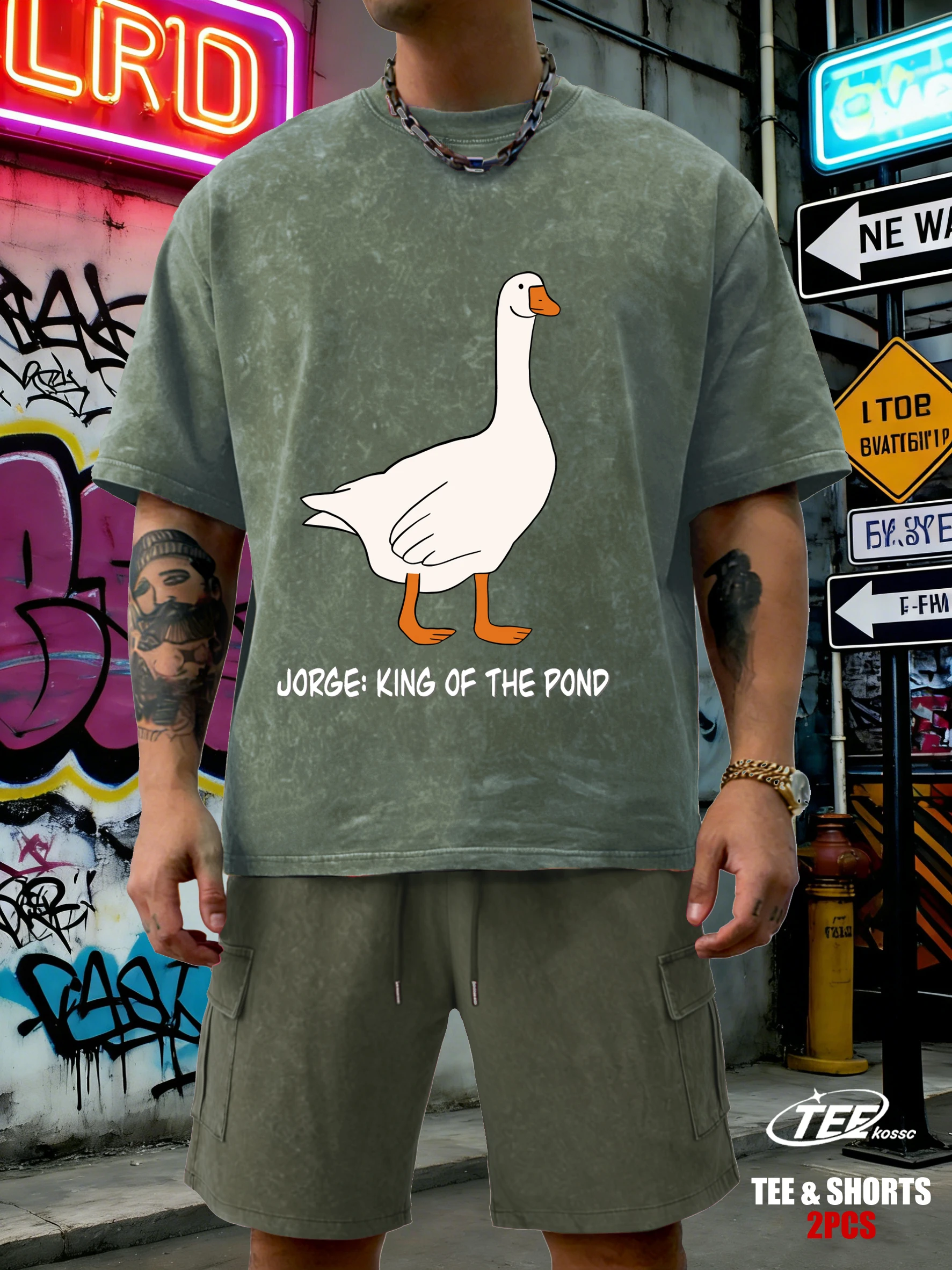 

Футболки Jorge King Of The Pond Snow Washed, мужские летние свободные футболки с короткими рукавами в стиле ретро, хлопковые шорты унисекс, модный универсальный костюм, футболка унисекс