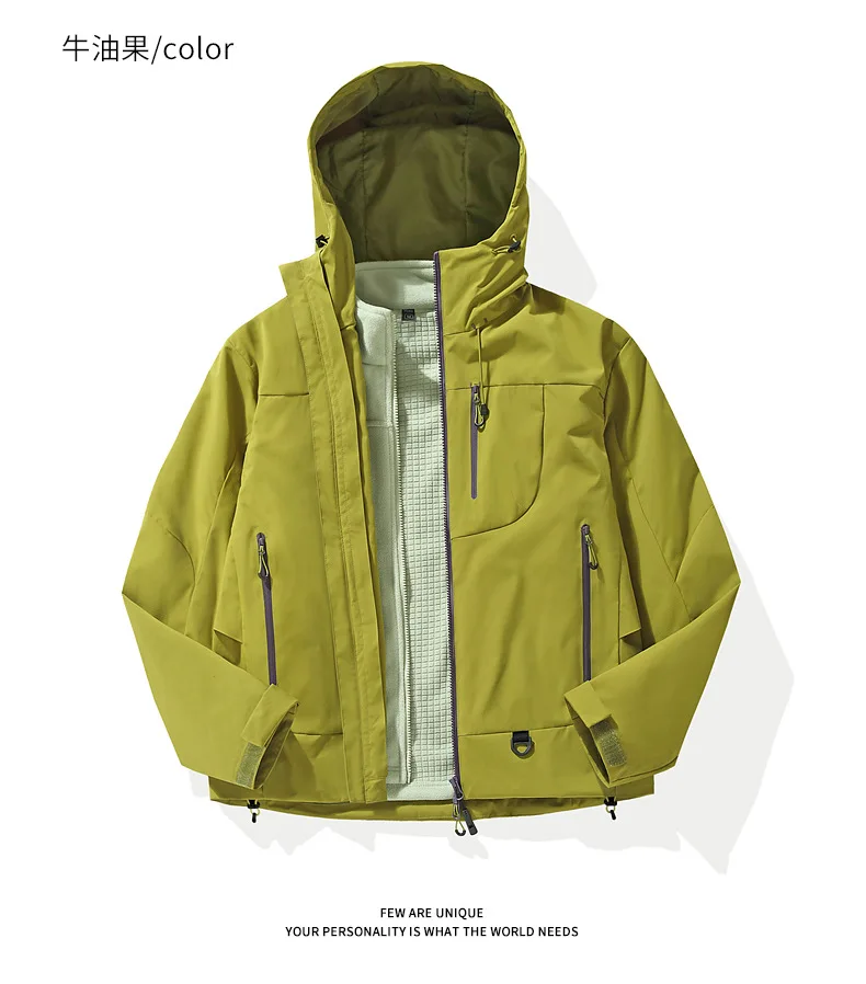 Wind- und wasserdichte Outdoor-Jacken zum Wandern, Camping, Angeln, Bergsteigen, mit Fleece gefütterte, wind- und wasserdichte Mäntel – Detail 25
