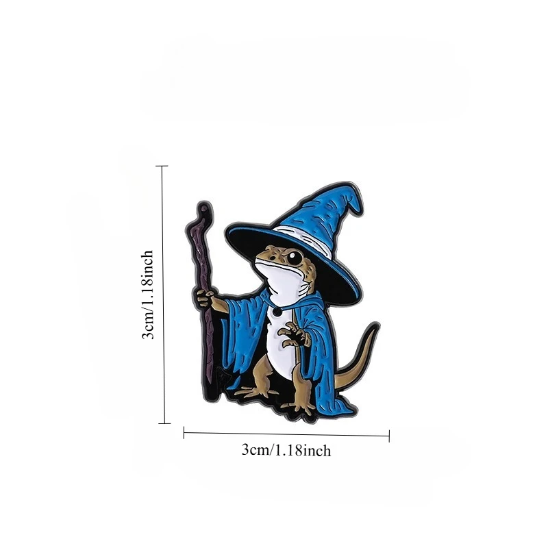 3pcs Lizard Wizard Enamel Pins Punk Gothic Blue Animal Metal Brooches Decorate Backpack Clothes Lapel Badge Funny Jewelry Gifts