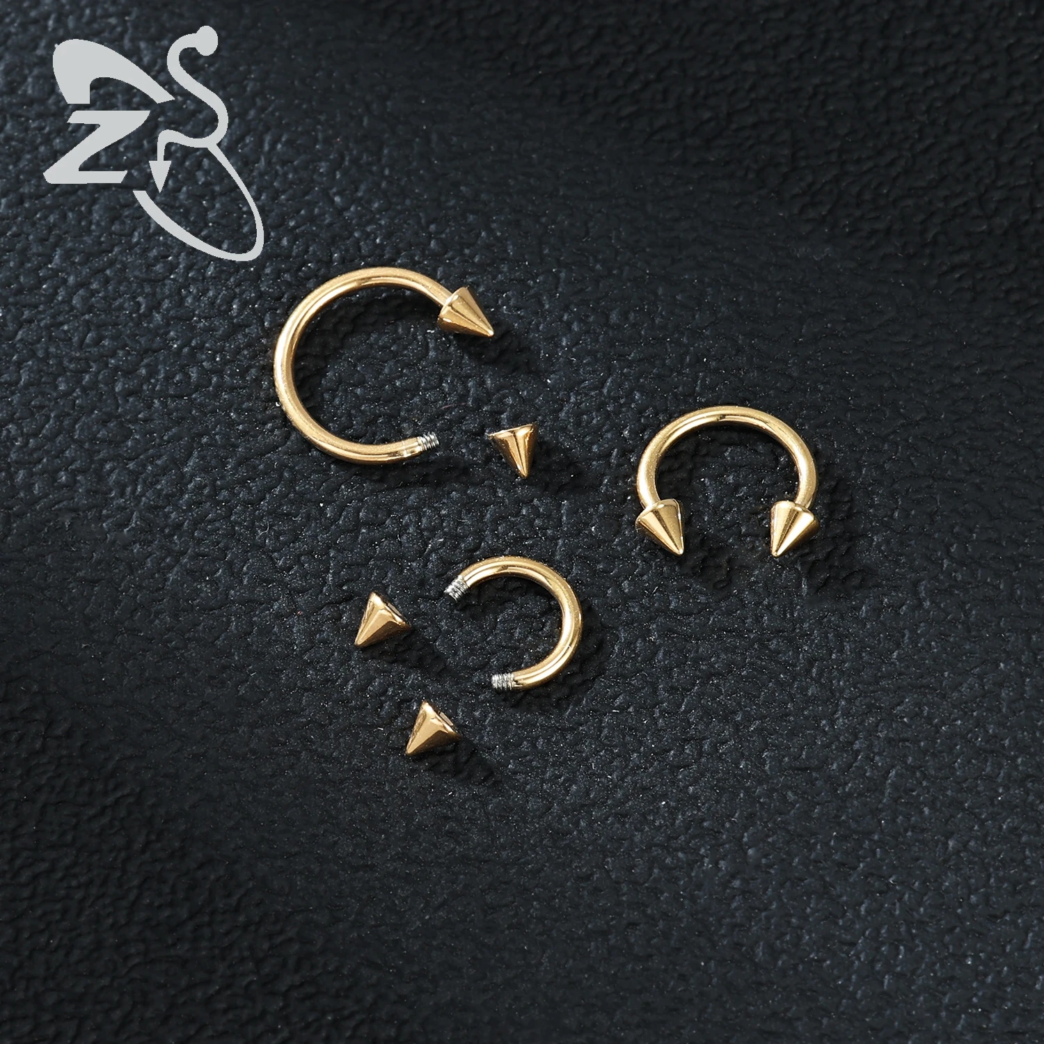 ZS 1PC 16G Titanium Septum Clicker Spike Septum Ring Heart Hoop Horseshoe Nose Piercing Gold Color Helix Cartilage Piercings