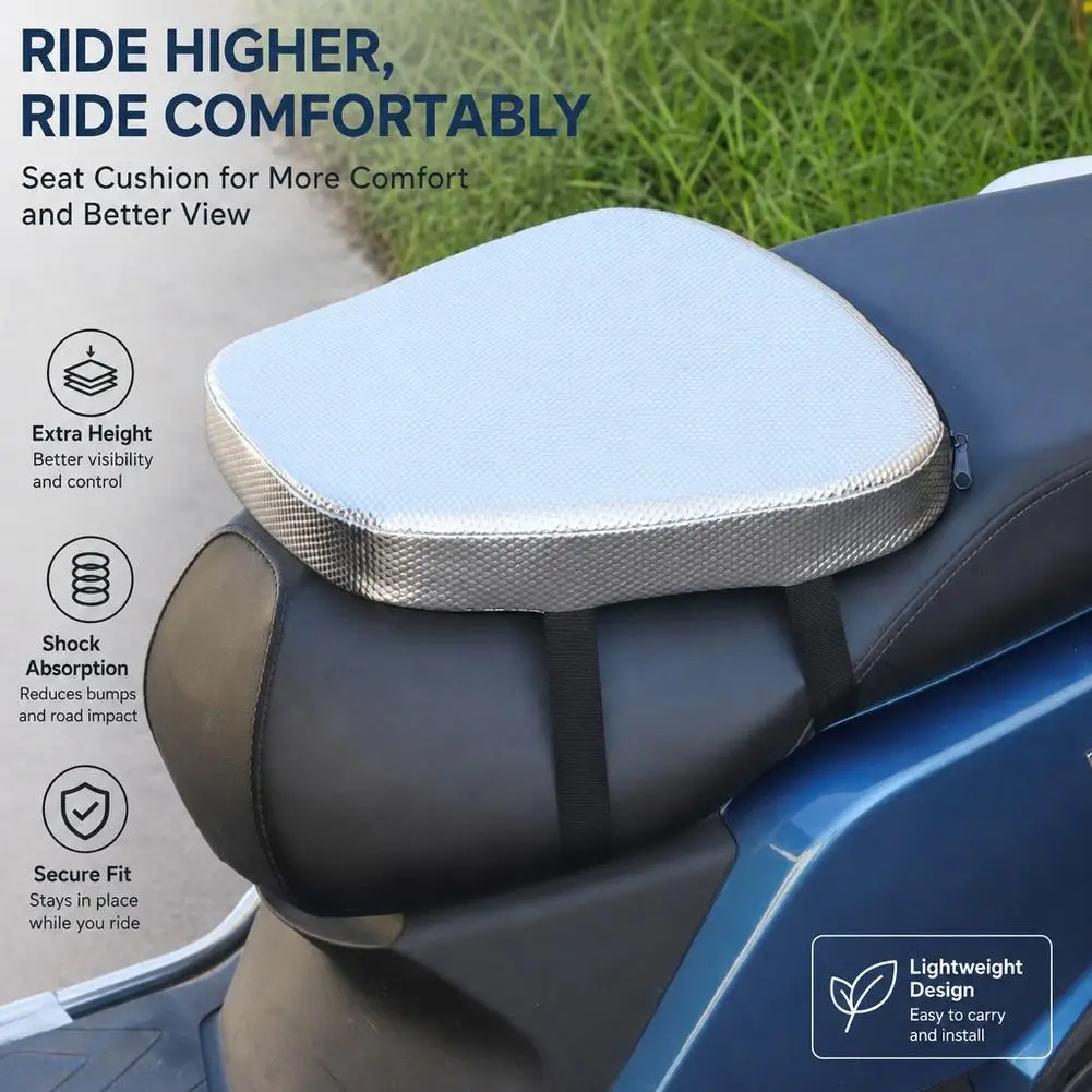 Electric Vehicle Seat Cushion Heightened Shock Absorption Waterproof Motorcycle Seat Cushion Sun Protection Riding Comfort
